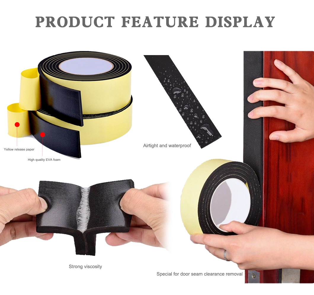 Free Sample High-Density Self-Adhesive Weather Stripping Glazing PE/PVC/EPDM/Acrylic/TPE/PU/EVA Foam Tape for Automotive Decoration, Glass Aluminum Frame Window